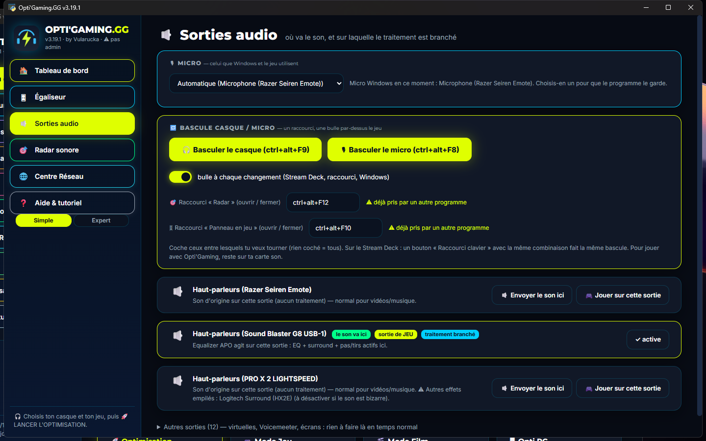 Sorties audio